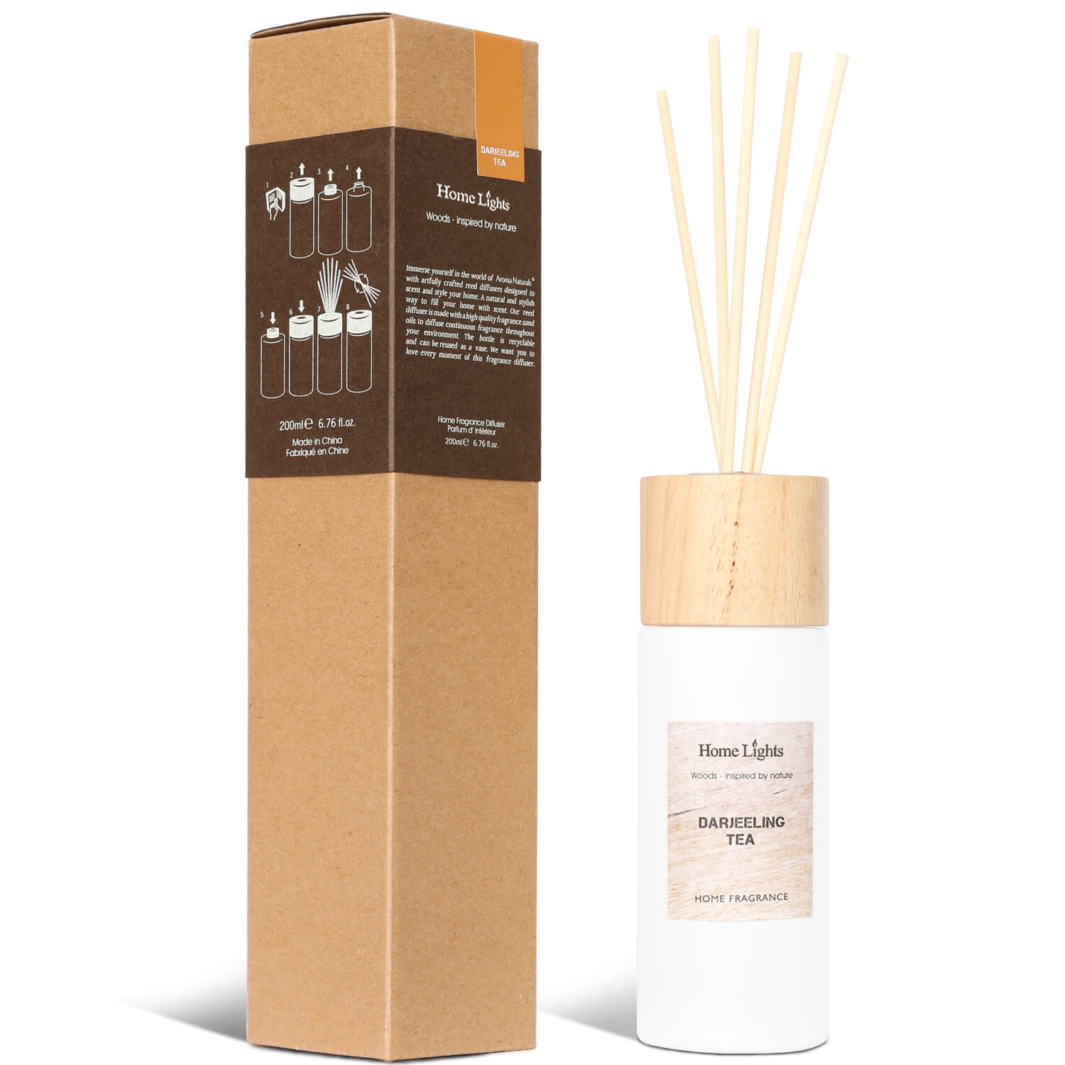 Picture of Darjeeling Tea | Wooden Lid Reed Diffuser Gift Set