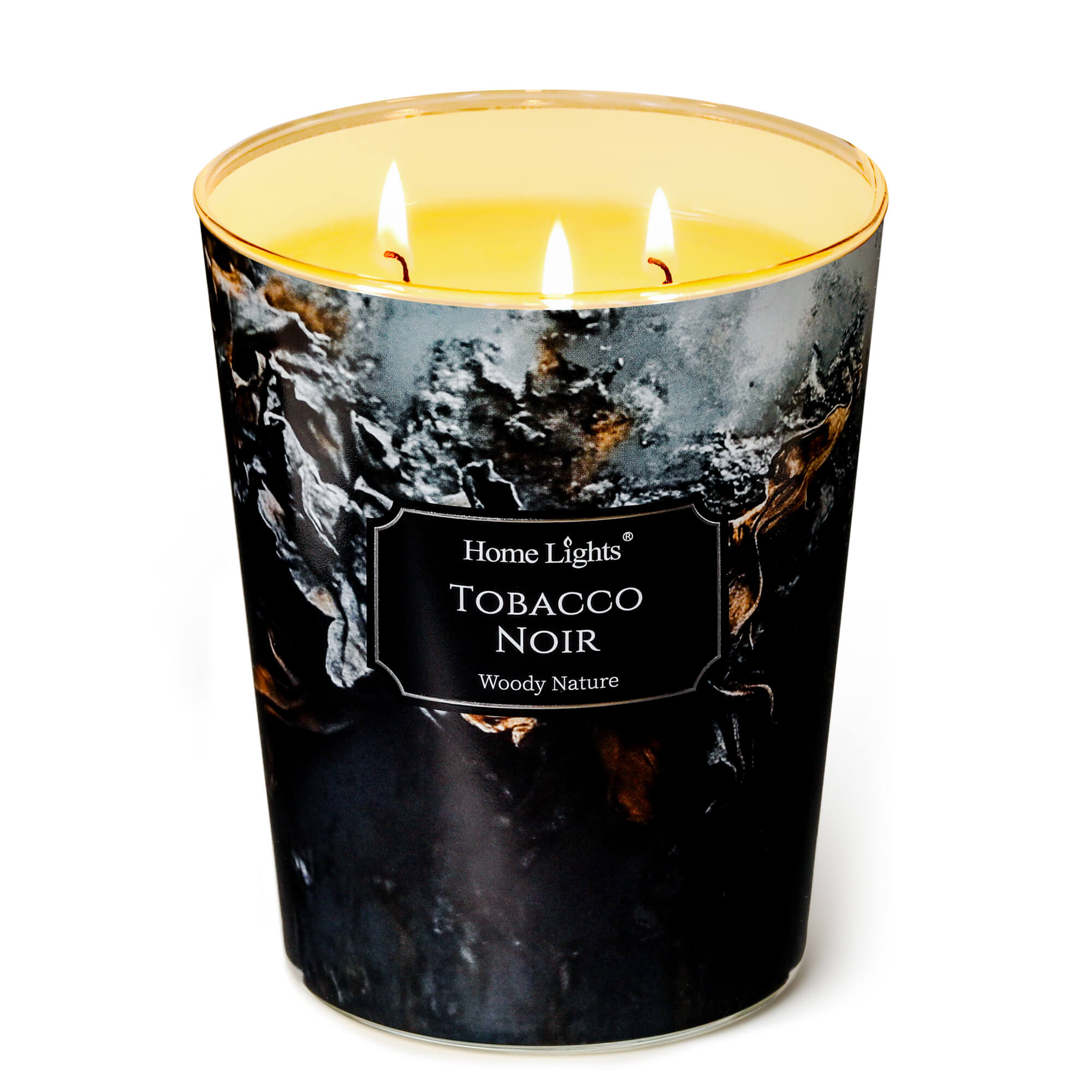 Picture of HomeLights Scented Candles for Women & Men, 34oz Candle Jars Aromatherapy 3-Wick Candle, Ideal for Industrial Chic Home Decor and Gifts, Tobacco Noir