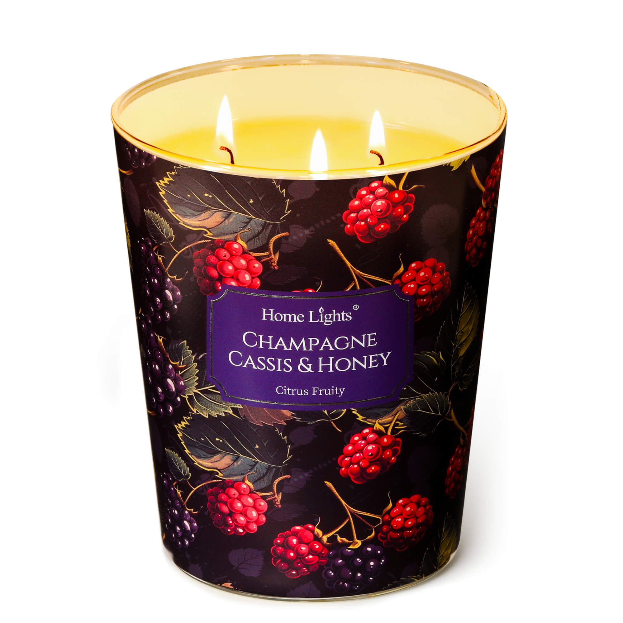 Picture of HomeLights Scented Candles for Women & Men, 34oz Candle Jars Aromatherapy 3-Wick Candle, Ideal for Eclectic Mixed Styles Home Decor and Gifts, Champagne Cassis & Honey