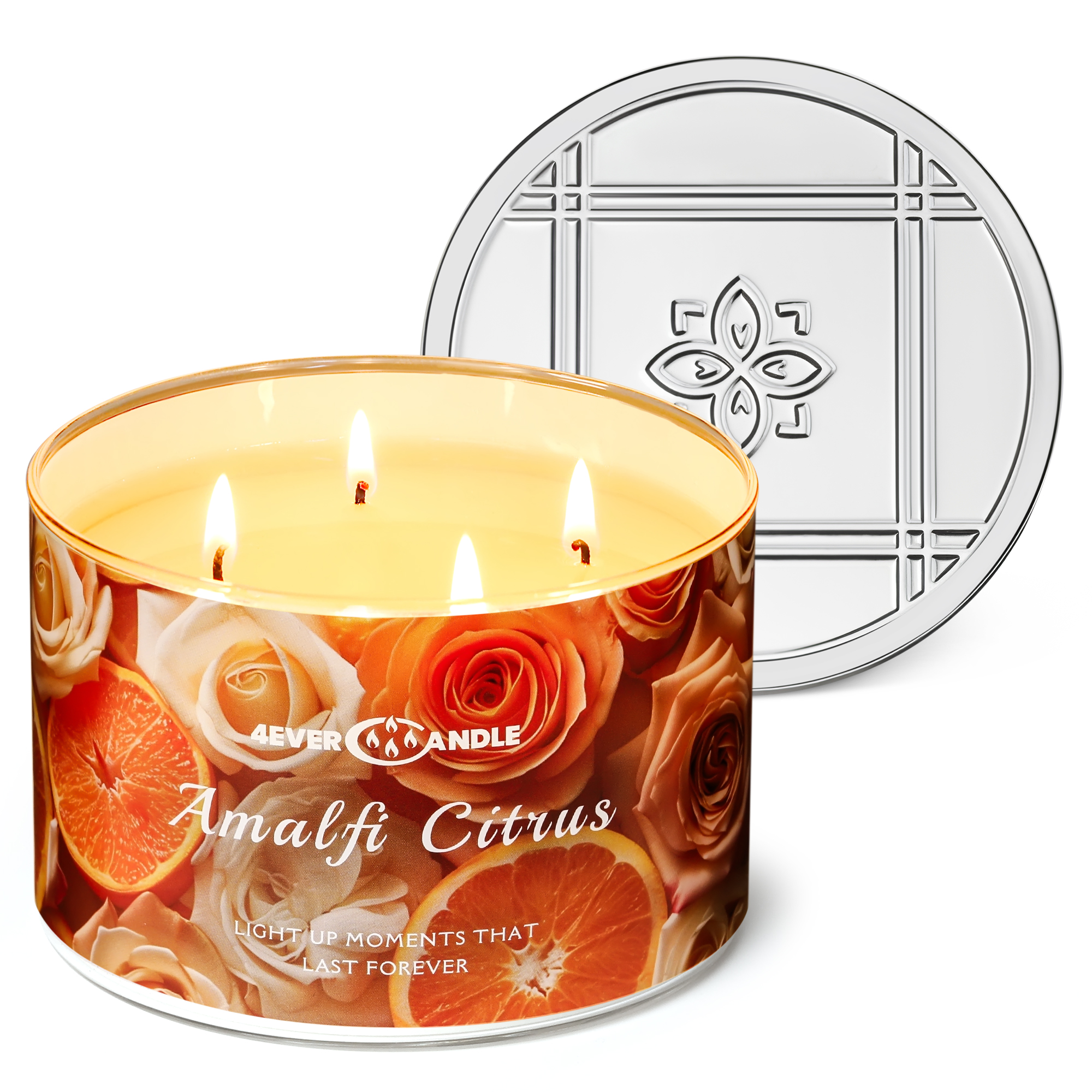 Picture of 4EVER CANDLE Amalfi Citrus Scented Candles, 18oz Soy Candles Non Toxic 4-Wick Large Candle Jars, Over 50 Hours of Burning Time, Ideal for Gifting, Events, Home Decor