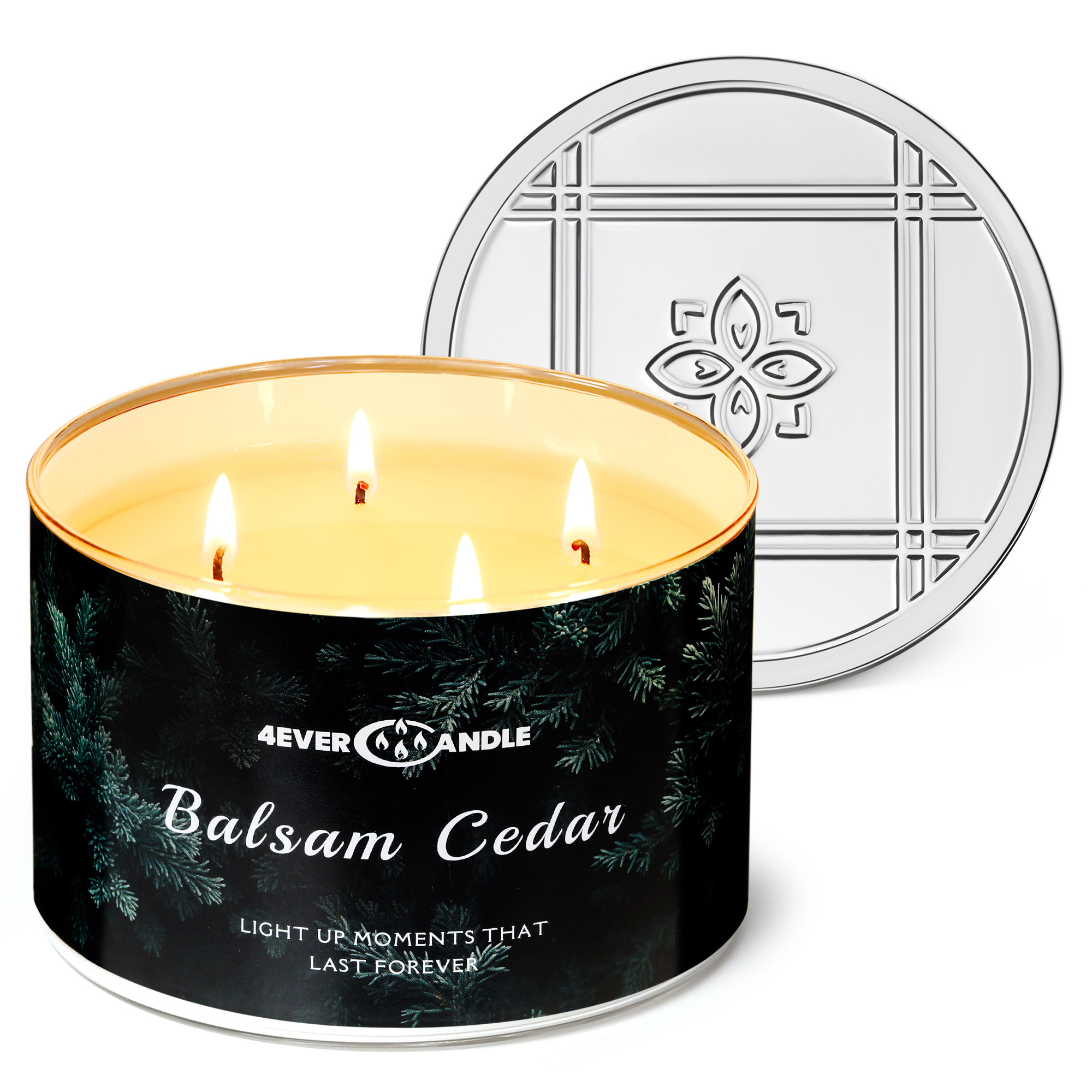 Picture of Balsam Cedar | 4EVER CANDLE 4-Wick-18oz Soy Wax-50Hrs Long-Lasting
