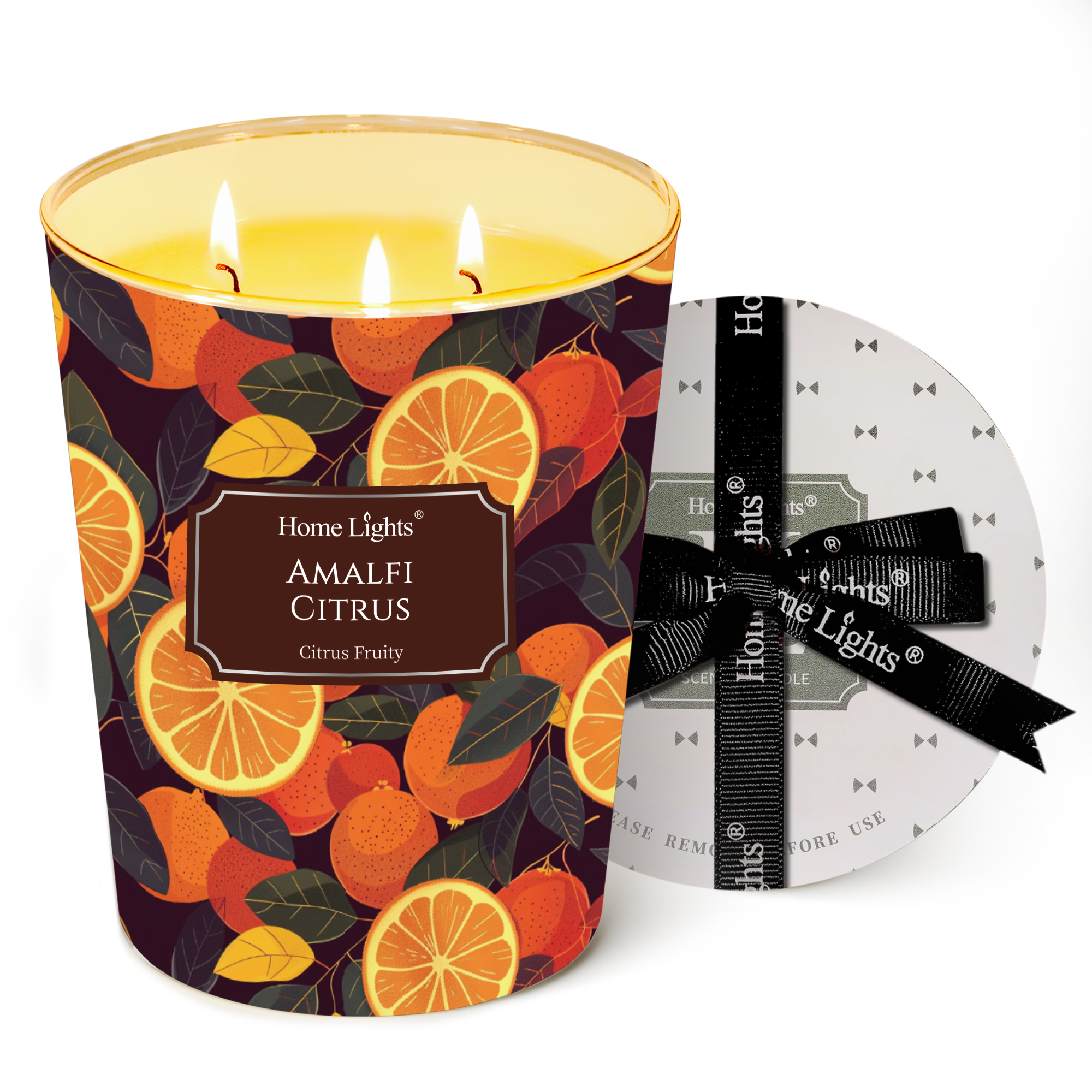 Picture of HomeLights 3-Wick Candles for Home Scented - 34oz Soy Wax Blend Candle Long-Lasting Fragrance, Eclectic Mixed Styles Home Decor and Housewarming Gifts, Amalfi Citrus