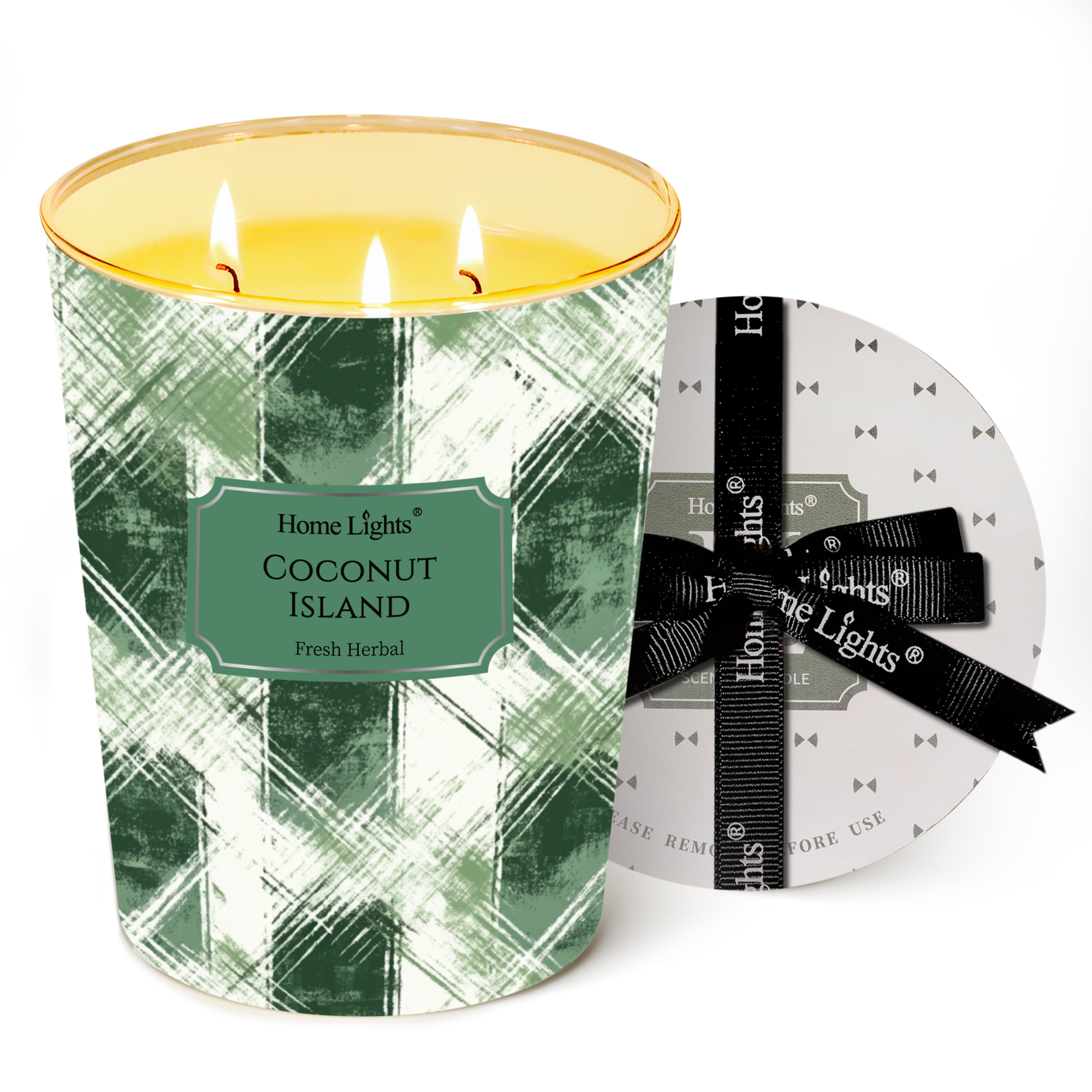 Picture of HomeLights 3-Wick Candles for Home Scented - 34oz Soy Wax Blend Candle Long-Lasting Fragrance, Scandinavian Minimalist Design Home Decor and Housewarming Gifts, Coconut Island