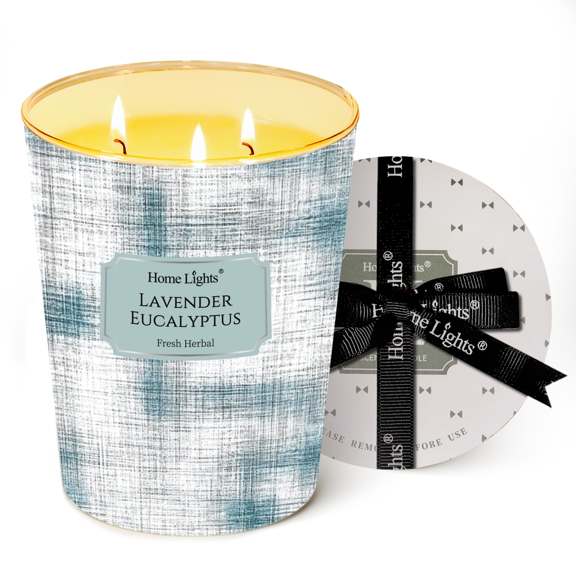 Picture of HomeLights 3-Wick Candles for Home Scented - 34oz Soy Wax Blend Candle Long-Lasting Fragrance, Scandinavian Minimalist Design Home Decor and Housewarming Gifts, Lavender Eucalyptus