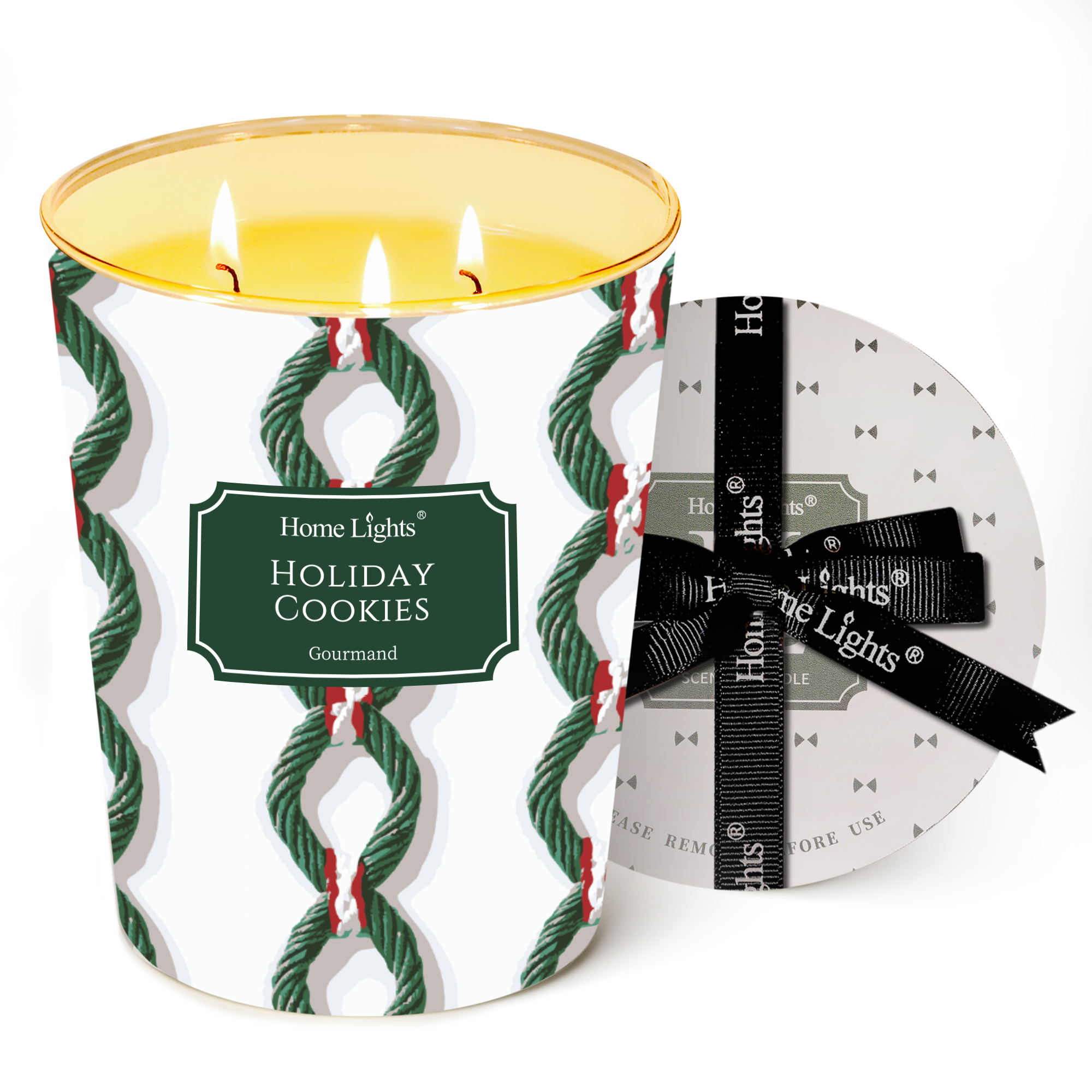 Picture of HomeLights Holiday Cookies Scented Candles | 34oz Soy Candles Rustic Modern 3-Wick Large Candle Jars | Ideal Candle Gifts for Events, Home Decor Stress, Relief & Relaxation