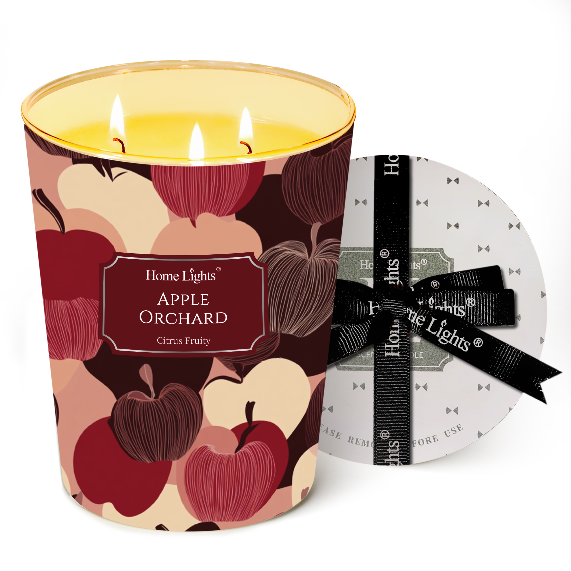 Picture of HomeLights Large jar Candle | 3-Wick Long-Lasting Scented Candles, 34oz Natural Soy Wax Candle for Home Scented, Eclectic Mixed Styles Gifts for Women & Men, Apple Orchard