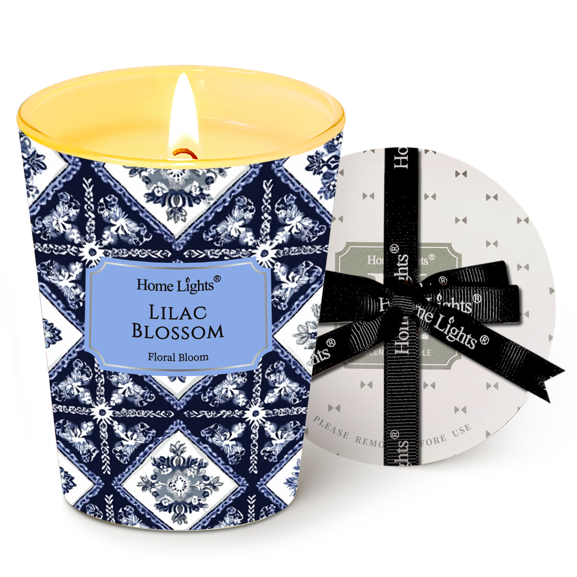 Picture of HomeLights 1-Wick Candles for Home Scented - 6.7oz Soy Wax Blend Candle Long-Lasting Fragrance, Bohemian Natural Textures Home Decor and Housewarming Gifts, Lilac Blossom