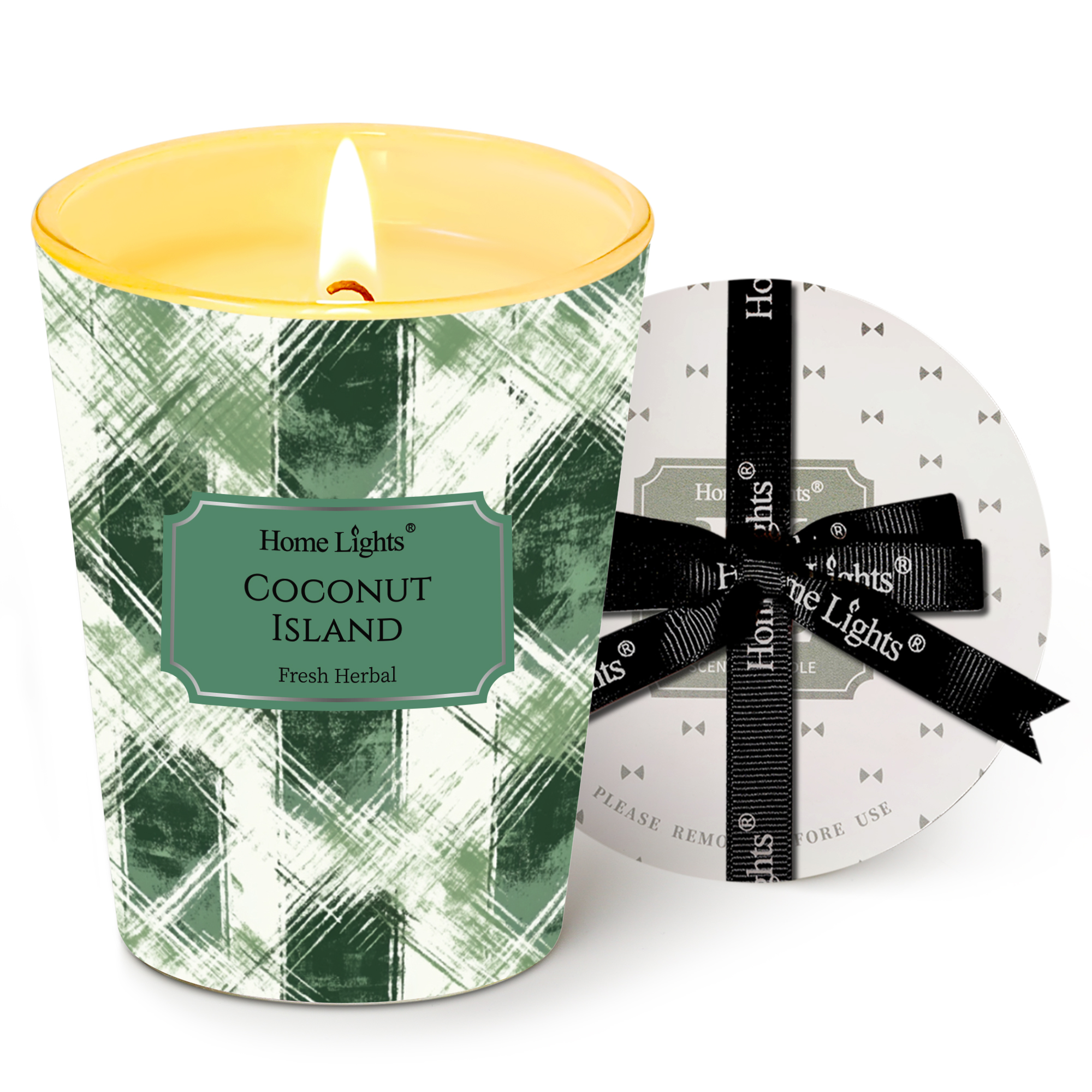 Picture of HomeLights 1-Wick Candles for Home Scented - 6.7oz Soy Wax Blend Candle Long-Lasting Fragrance, Scandinavian Minimalist Design Home Decor and Housewarming Gifts, Coconut Island