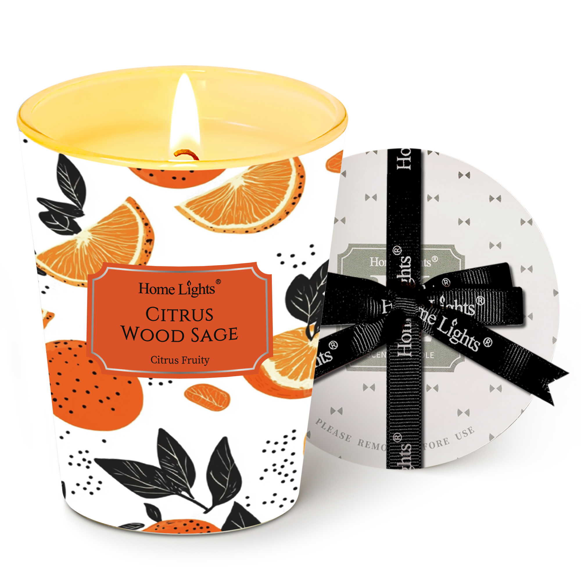 Picture of HomeLights Citrus Wood Sage Scented Candles | 6.7oz Soy Candles Eclectic Mixed Styles Large Candle Jars | Ideal Candle Gifts for Events, Home Decor Stress, Relief & Relaxation