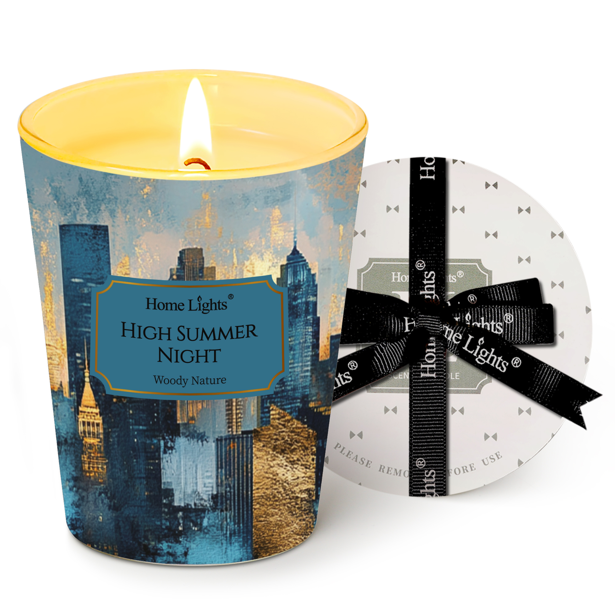Picture of HomeLights High Summer Night Scented Candles | 6.7oz Soy Candles Industrial Chic Large Candle Jars | Ideal Candle Gifts for Events, Home Decor Stress, Relief & Relaxation