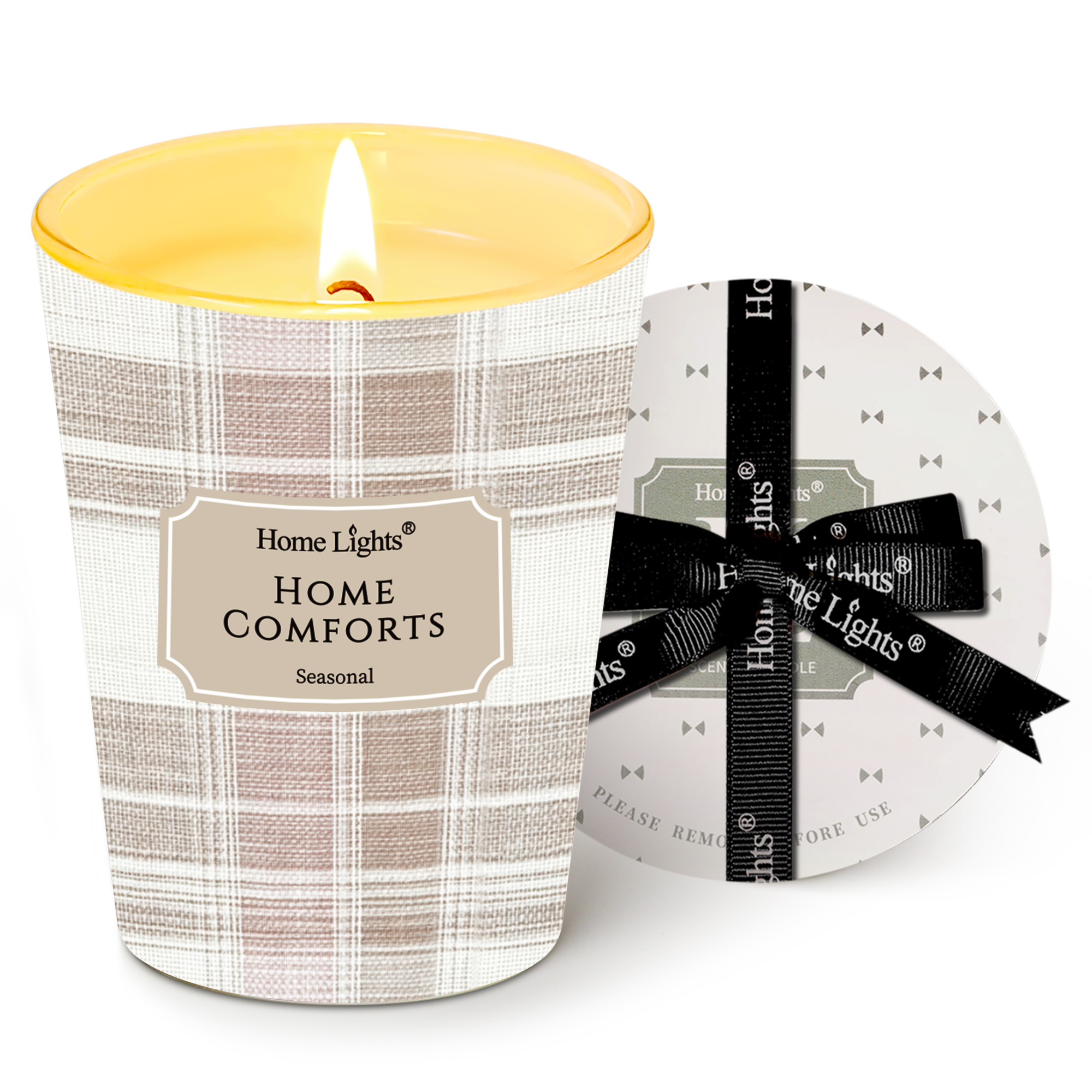 Picture of HomeLights Home Comforts Scented Candles | 6.7oz Soy Candles Rustic Modern Large Candle Jars | Ideal Candle Gifts for Events, Home Decor Stress, Relief & Relaxation