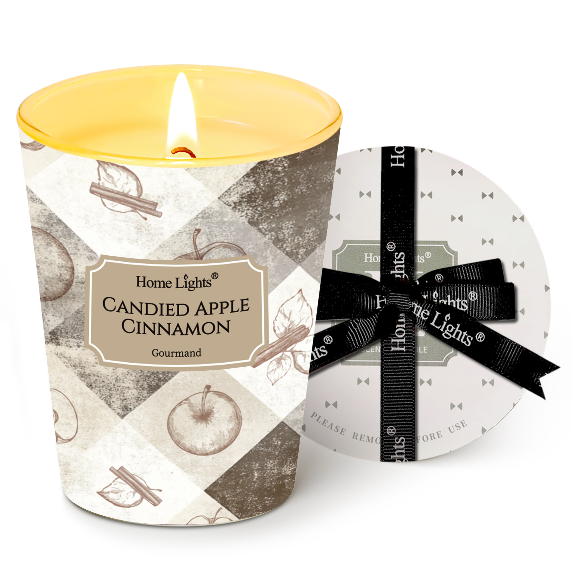 Picture of HomeLights Large jar Candle | 1-Wick Long-Lasting Scented Candles, 6.7oz Natural Soy Wax Candle for Home Scented, Rustic Modern Gifts for Women & Men, Candied Apple Cinnamon