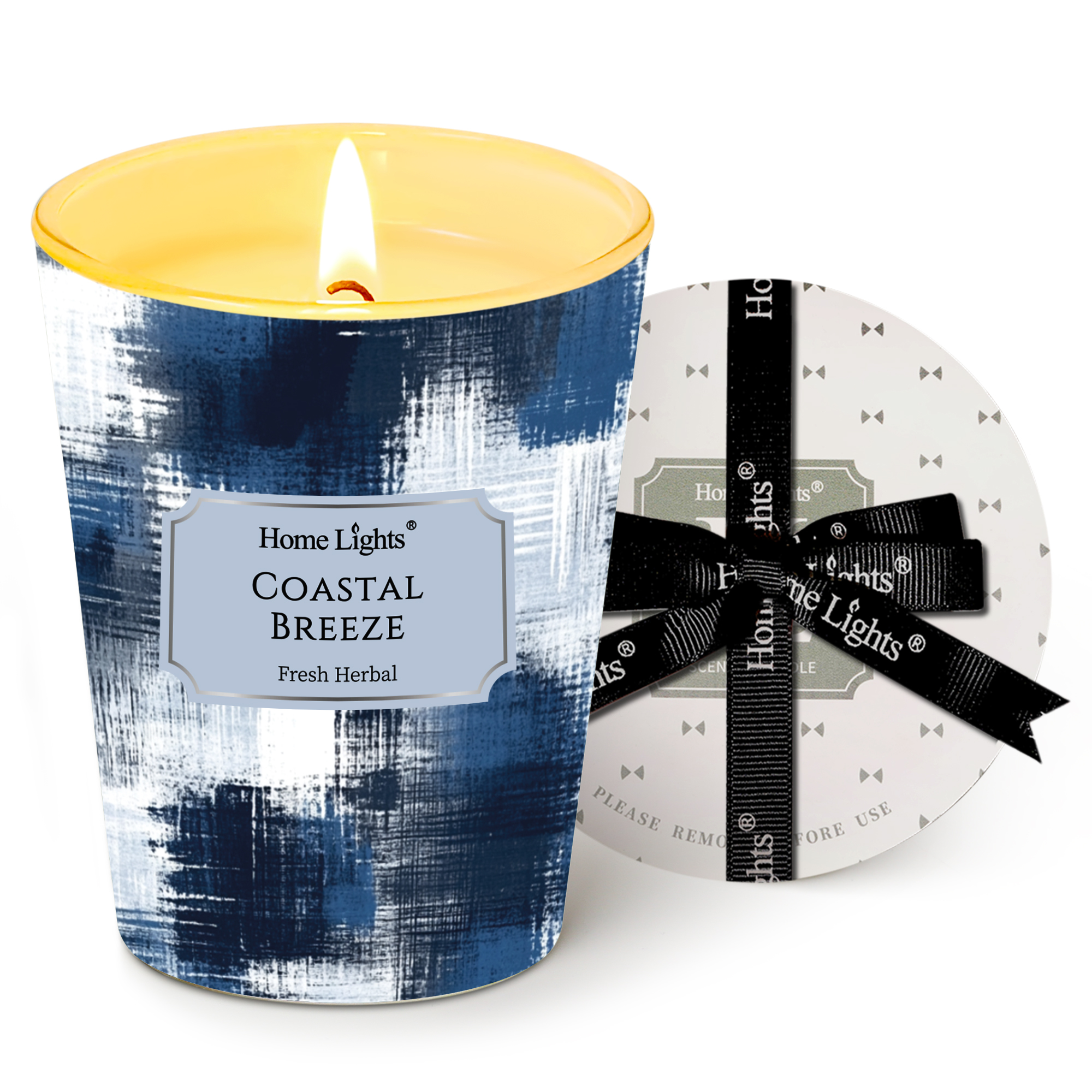 Picture of HomeLights Large jar Candle | 1-Wick Long-Lasting Scented Candles, 6.7oz Natural Soy Wax Candle for Home Scented, Scandinavian Minimalist Design Gifts for Women & Men, Coastal Breeze