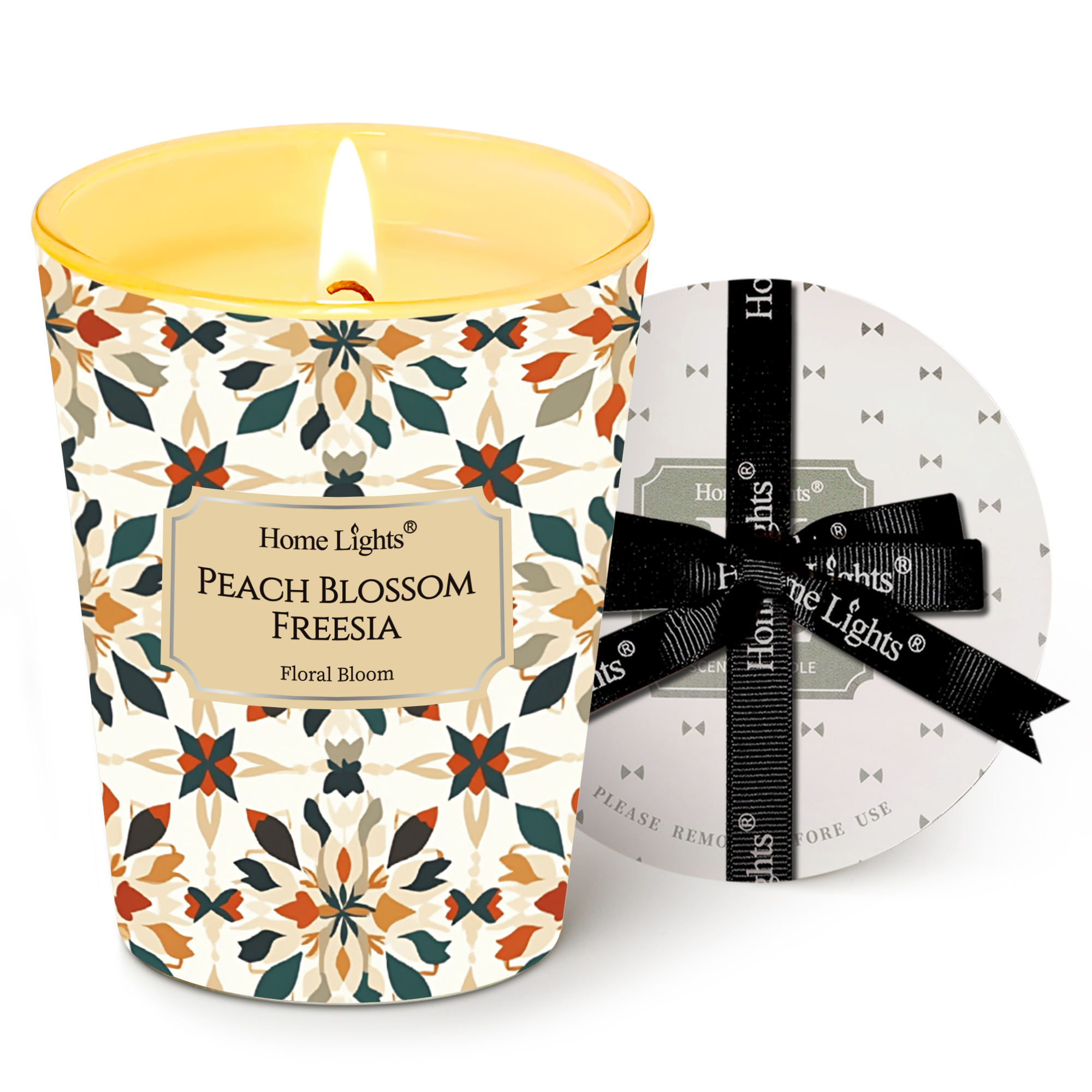 Picture of HomeLights Scented Candles for Women & Men, 6.7oz Candle Jars Aromatherapy Single Wick Candle, Ideal for Bohemian Natural Textures Home Decor and Gifts, Peach Blossom Freesia