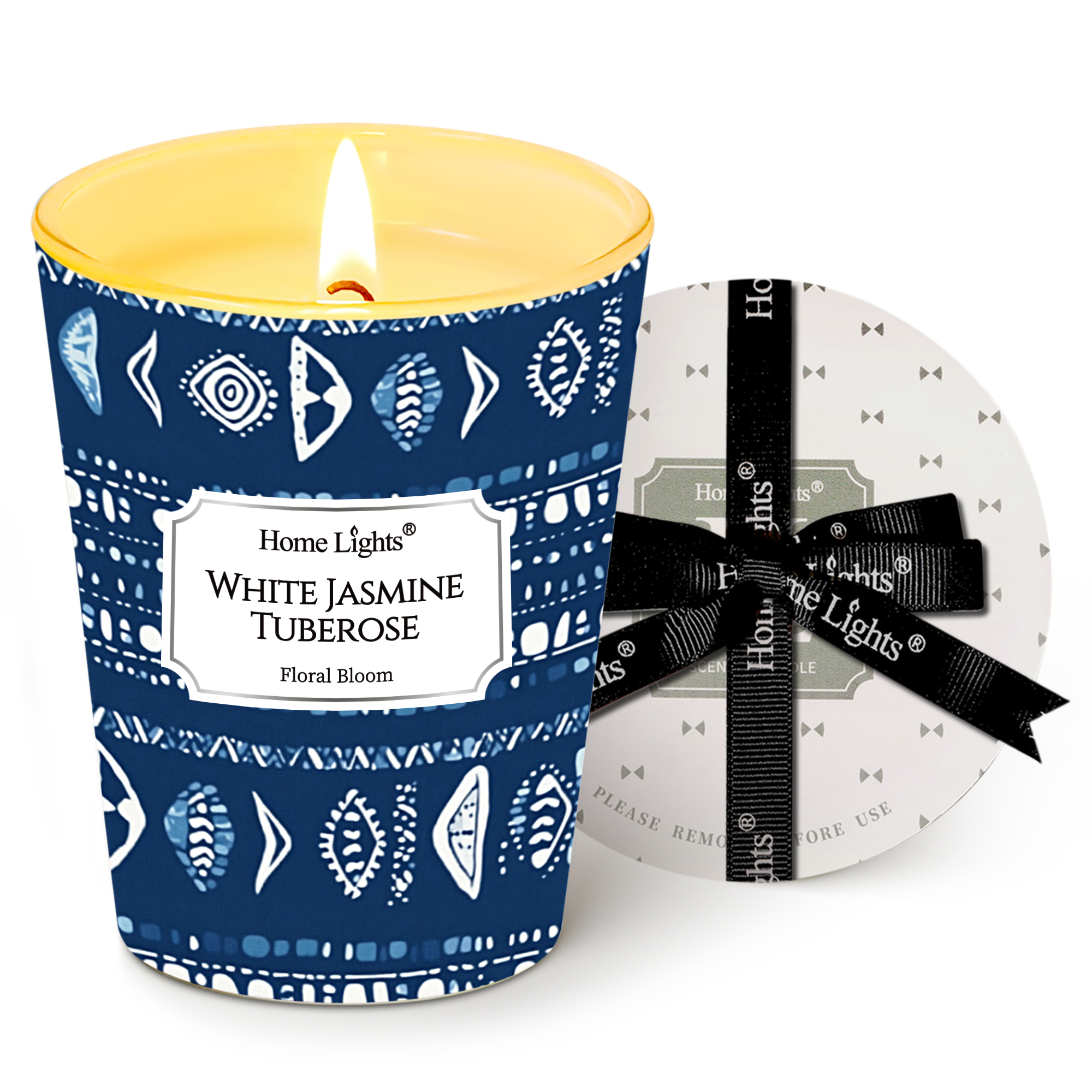 Picture of HomeLights Scented Candles for Women & Men, 6.7oz Candle Jars Aromatherapy Single Wick Candle, Ideal for Bohemian Natural Textures Home Decor and Gifts, White Jasmine Tuberose