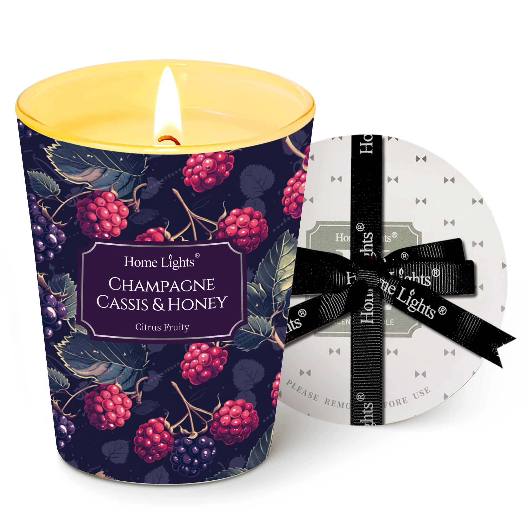 Picture of HomeLights Scented Candles for Women & Men, 6.7oz Candle Jars Aromatherapy Single Wick Candle, Ideal for Eclectic Mixed Styles Home Decor and Gifts, Champagne Cassis & Honey