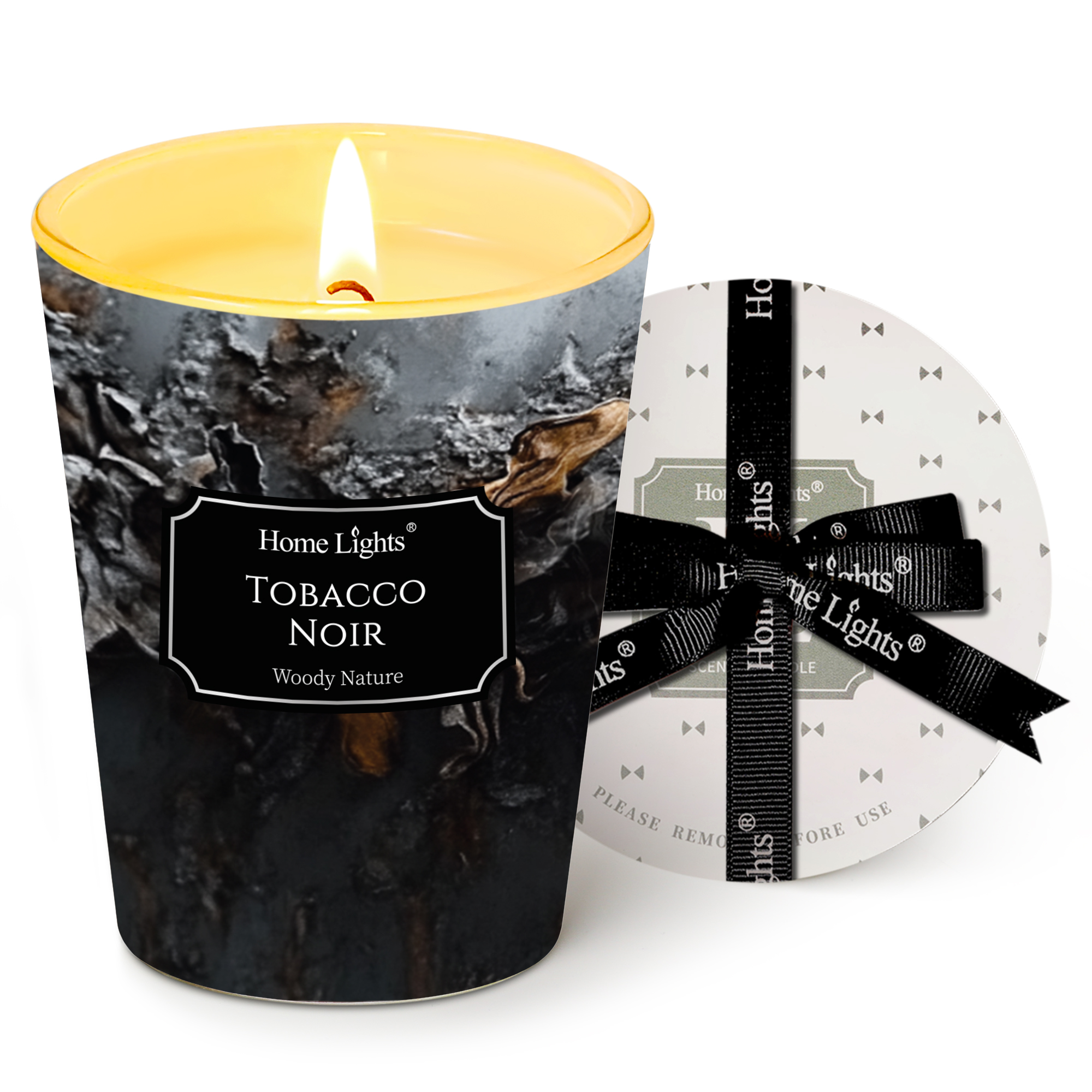 Picture of HomeLights Scented Candles for Women & Men, 6.7oz Candle Jars Aromatherapy Single Wick Candle, Ideal for Industrial Chic Home Decor and Gifts, Tobacco Noir