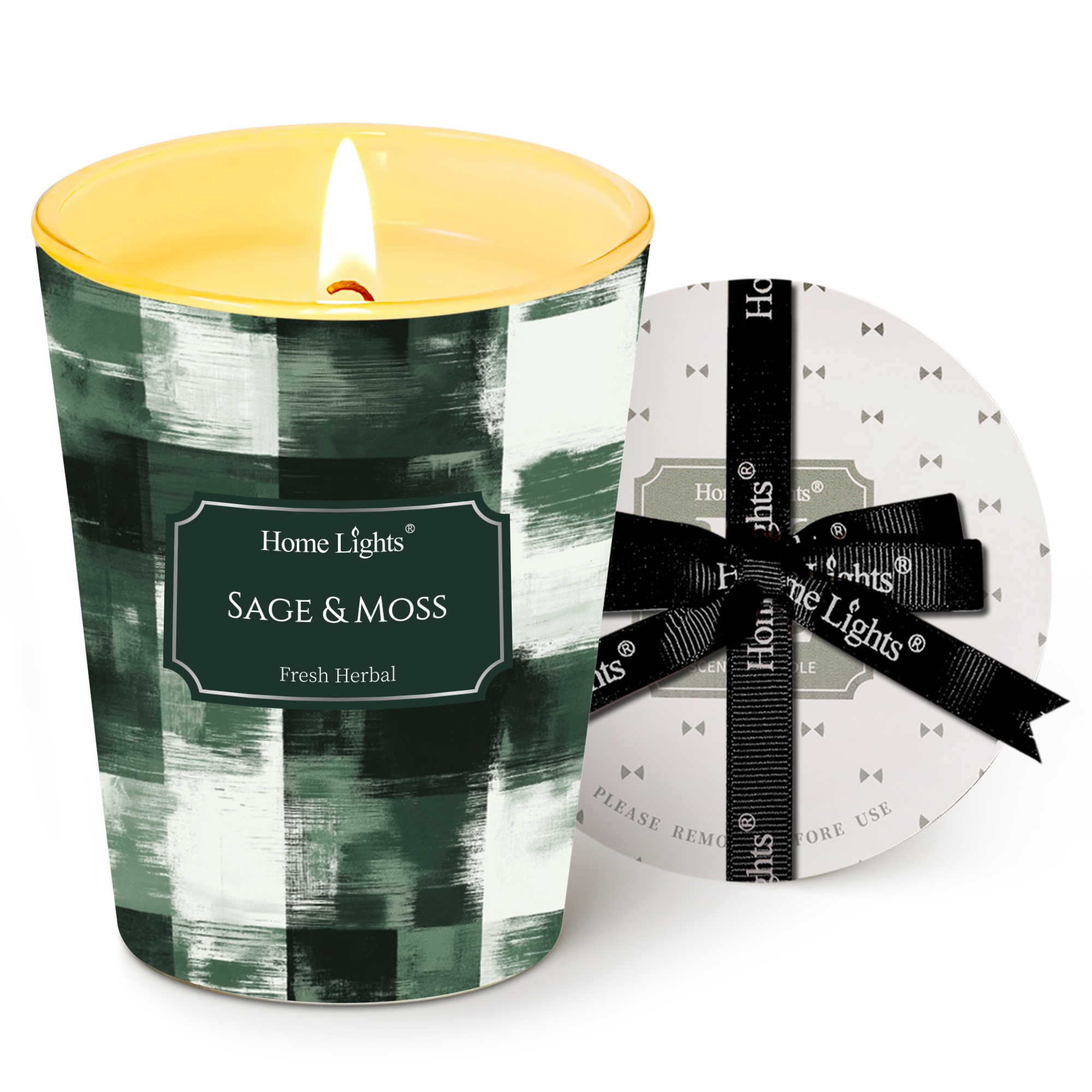 Picture of HomeLights Scented Candles for Women & Men, 6.7oz Candle Jars Aromatherapy Single Wick Candle, Ideal for Scandinavian Minimalist Design Home Decor and Gifts, Sage & Moss