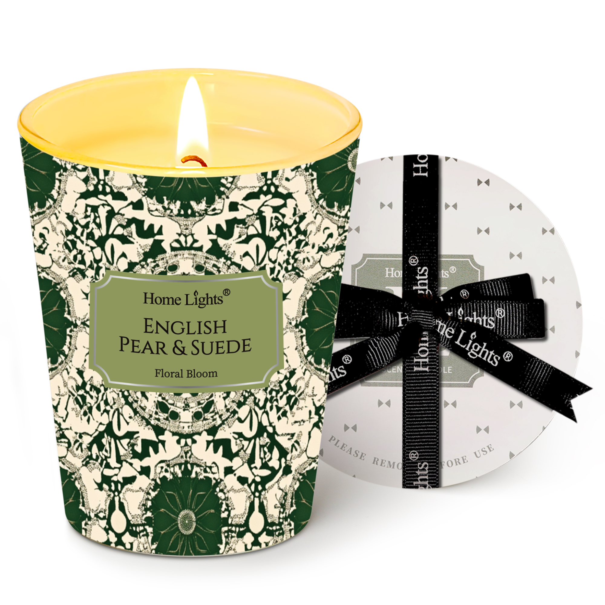 Picture of HomeLights Soy Wax Candles for Home Scented, 1-Wick Candles in English Pear & Suede Scented, Aromatherapy Candles Gift for Parties, Relaxing, Bohemian Natural Textures, 6.7oz