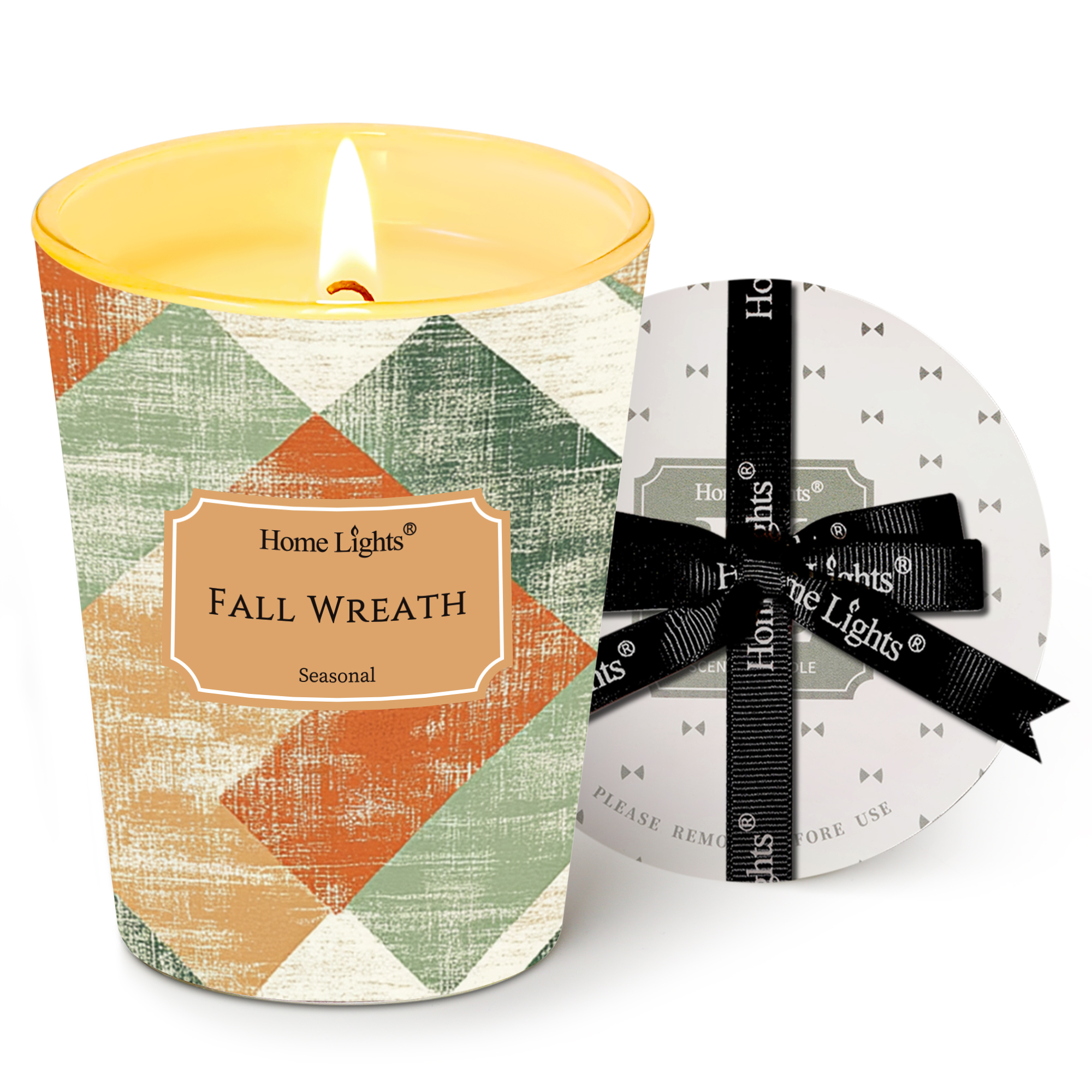 Picture of HomeLights Soy Wax Candles for Home Scented, 1-Wick Candles in Fall Wreath Scented, Rustic Modern Aromatherapy Candles Gift for Parties, Relaxing, 6.7oz