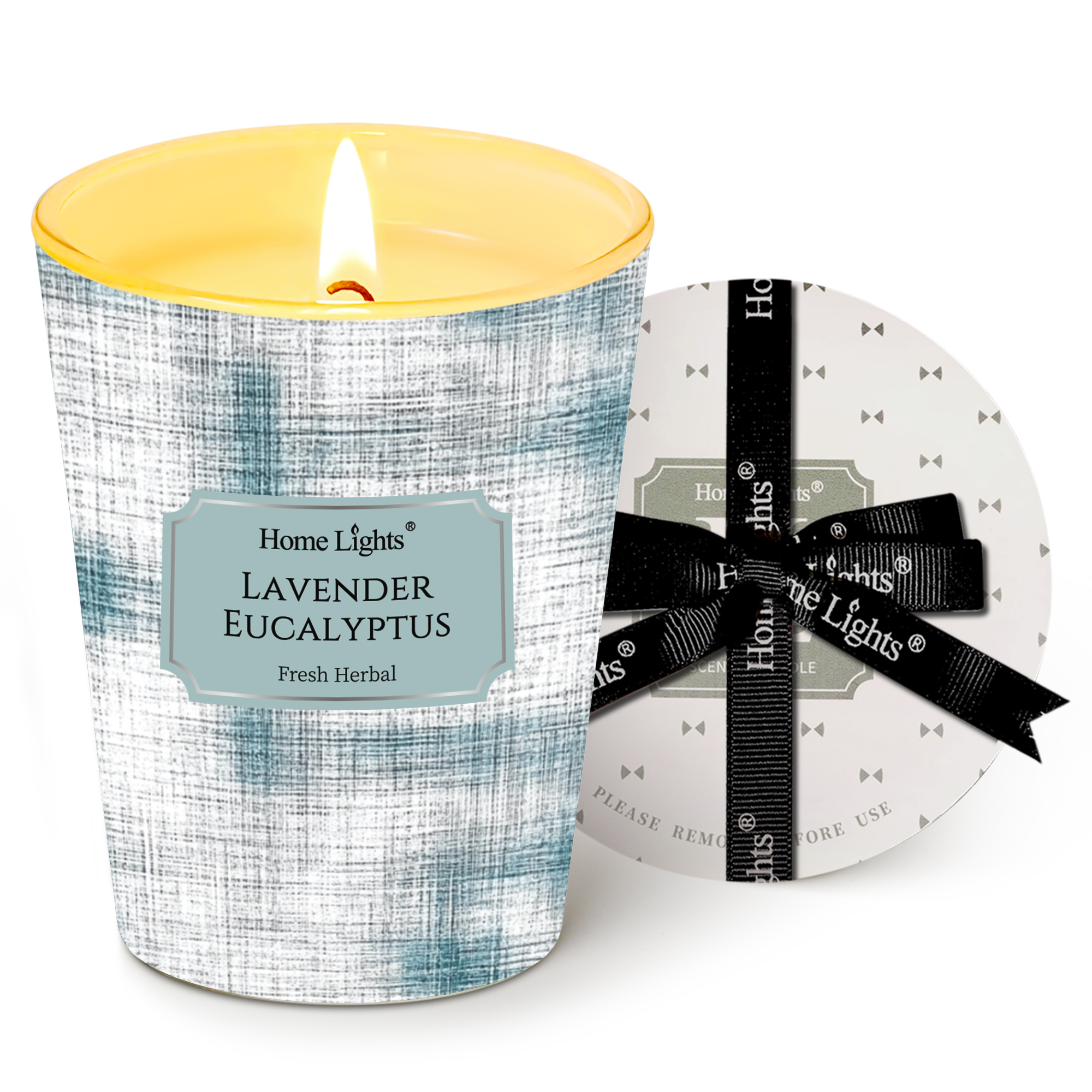 Picture of HomeLights Soy Wax Candles for Home Scented, 1-Wick Candles in Lavender Eucalyptus Scented, Aromatherapy Candles Gift for Parties, Relaxing, Scandinavian Minimalist Design, 6.7oz
