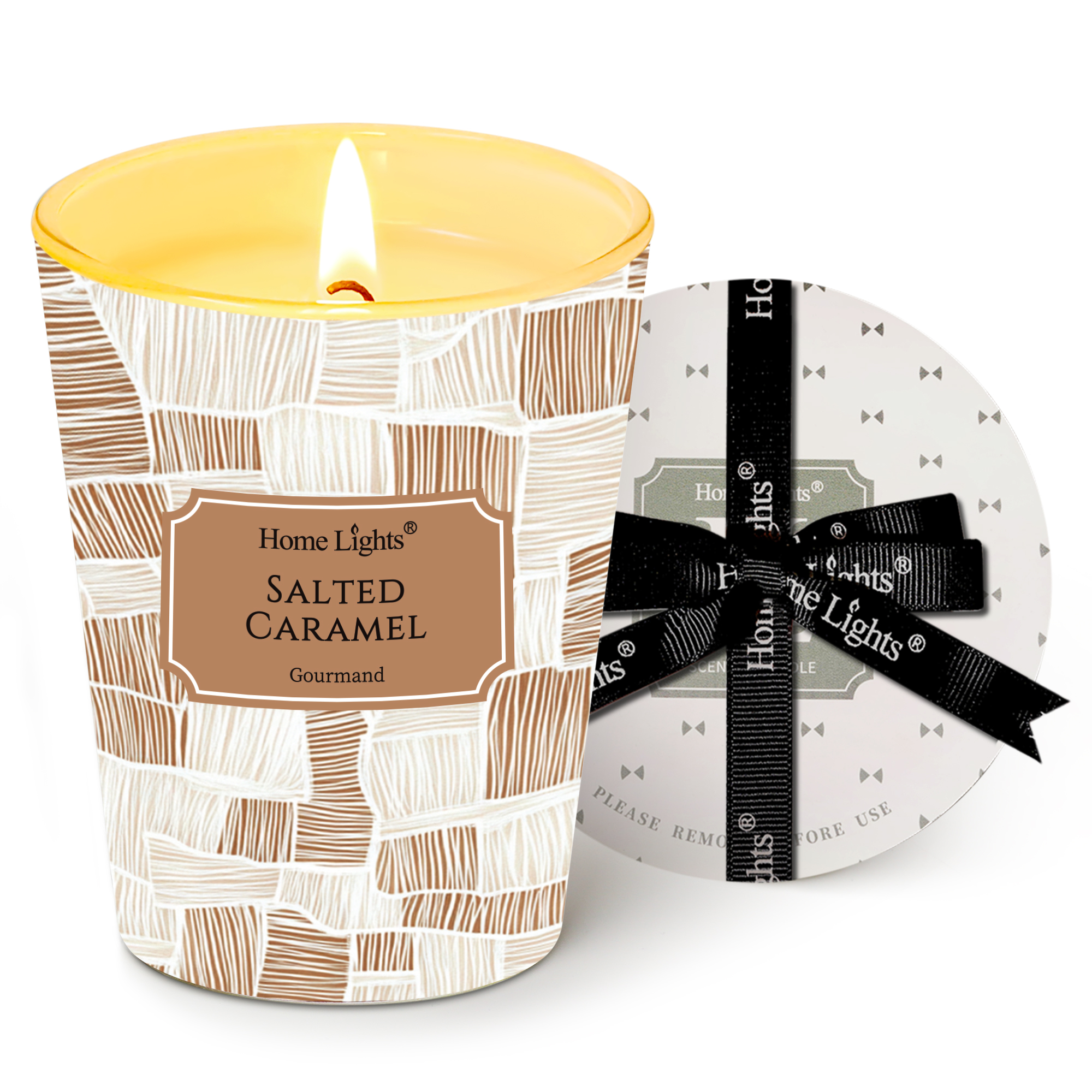 Picture of HomeLights Soy Wax Candles for Home Scented, 1-Wick Candles in Salted Caramel Scented, Rustic Modern Aromatherapy Candles Gift for Parties, Relaxing, 6.7oz