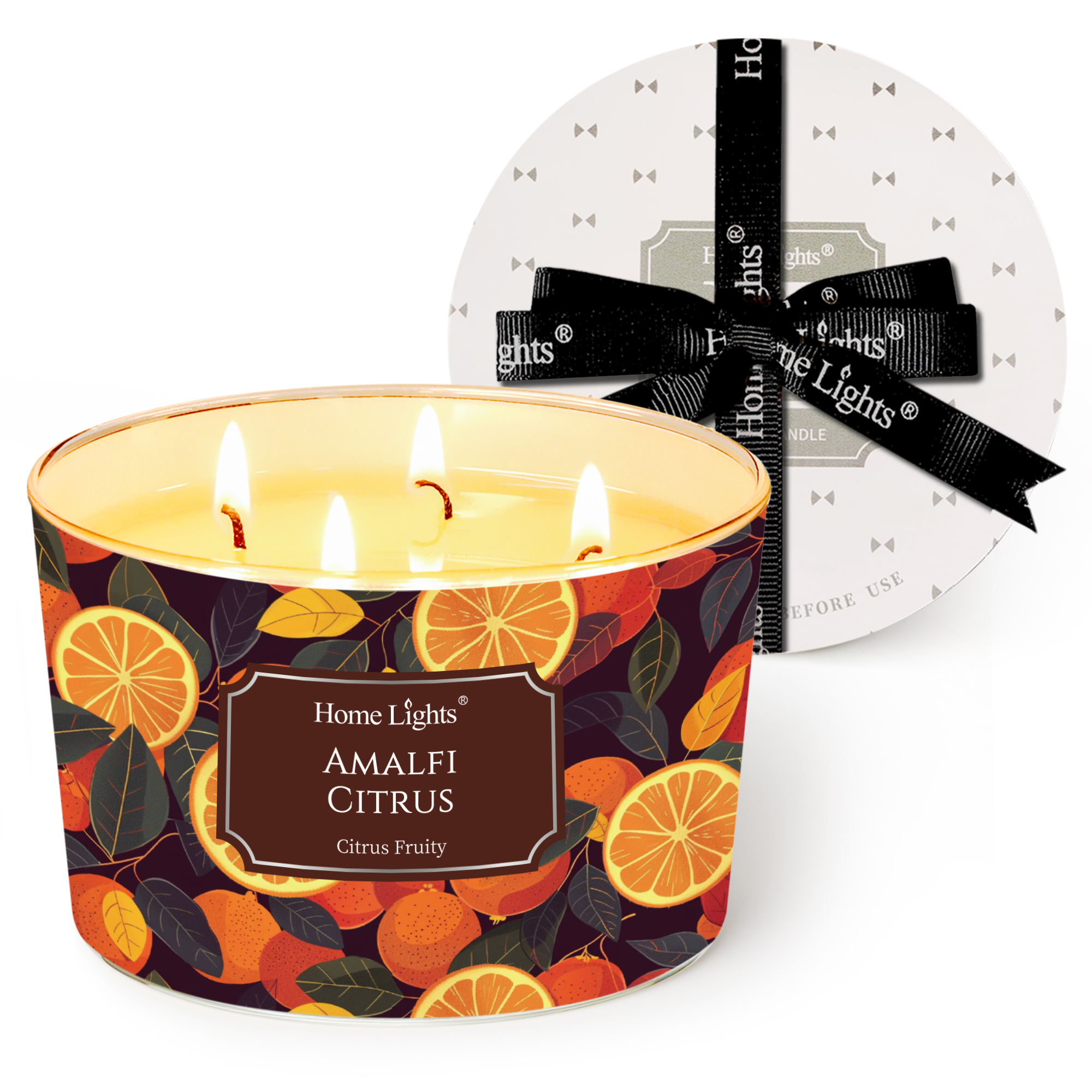 Picture of HomeLights 4-Wick Candles for Home Scented - 18oz Soy Wax Blend Candle Long-Lasting Fragrance, Eclectic Mixed Styles Home Decor and Housewarming Gifts, Amalfi Citrus