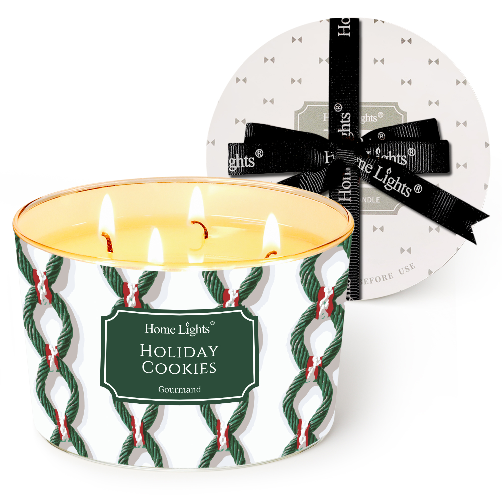 Picture of HomeLights 4-Wick Candles for Home Scented - 18oz Soy Wax Blend Candle Long-Lasting Fragrance, Rustic Modern Home Decor and Housewarming Gifts, Holiday Cookies