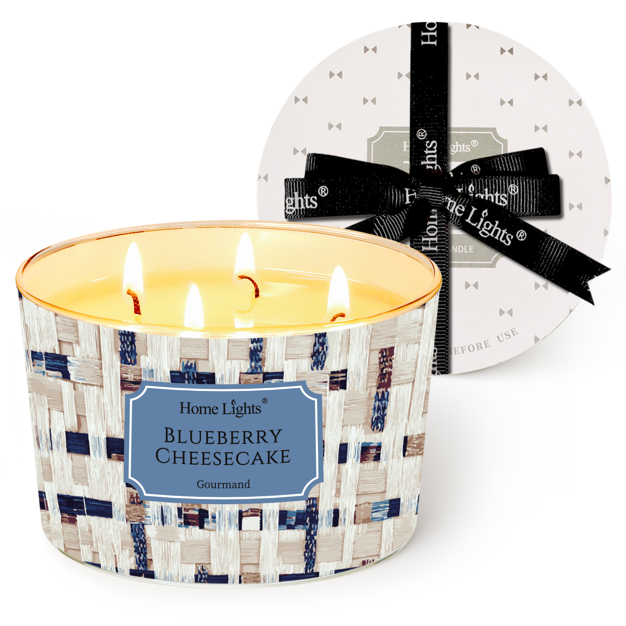 Picture of HomeLights Scented Candles for Women & Men, 18oz Candle Jars Aromatherapy 4-Wick Candle, Ideal for Rustic Modern Home Decor and Gifts, Blueberry Cheesecake
