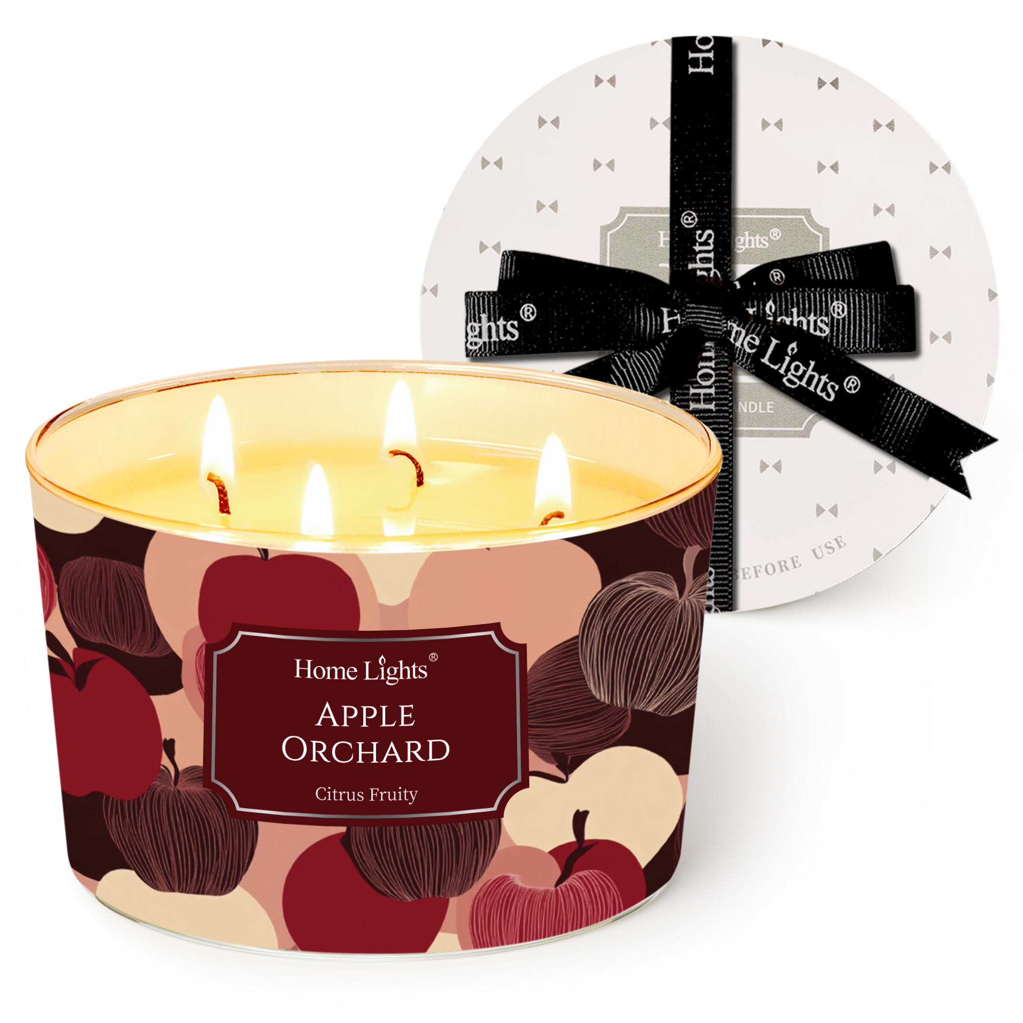 Picture of HomeLights Soy Wax Candles for Home Scented, 4-Wick Candles in Apple Orchard Scented, Aromatherapy Candles Gift for Parties, Relaxing, Eclectic Mixed Styles, 18oz