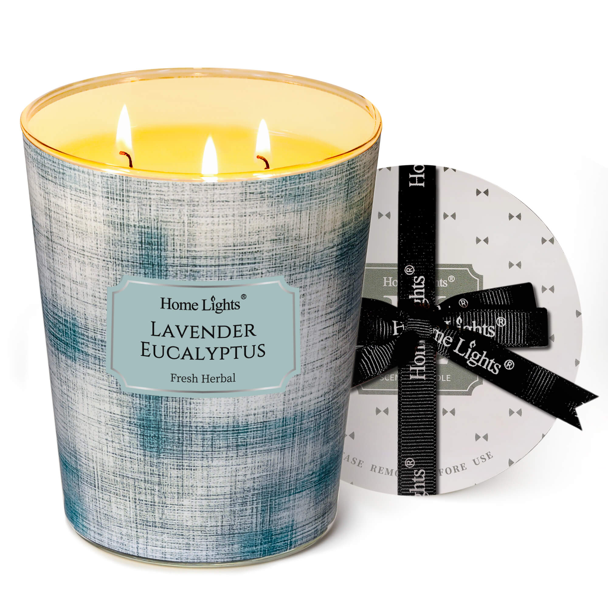 Picture of HomeLights 3-Wick Candles for Home Scented - 34oz Soy Wax Blend Candle Long-Lasting Fragrance, Scandinavian Minimalist Design Home Decor and Housewarming Gifts, Lavender Eucalyptus