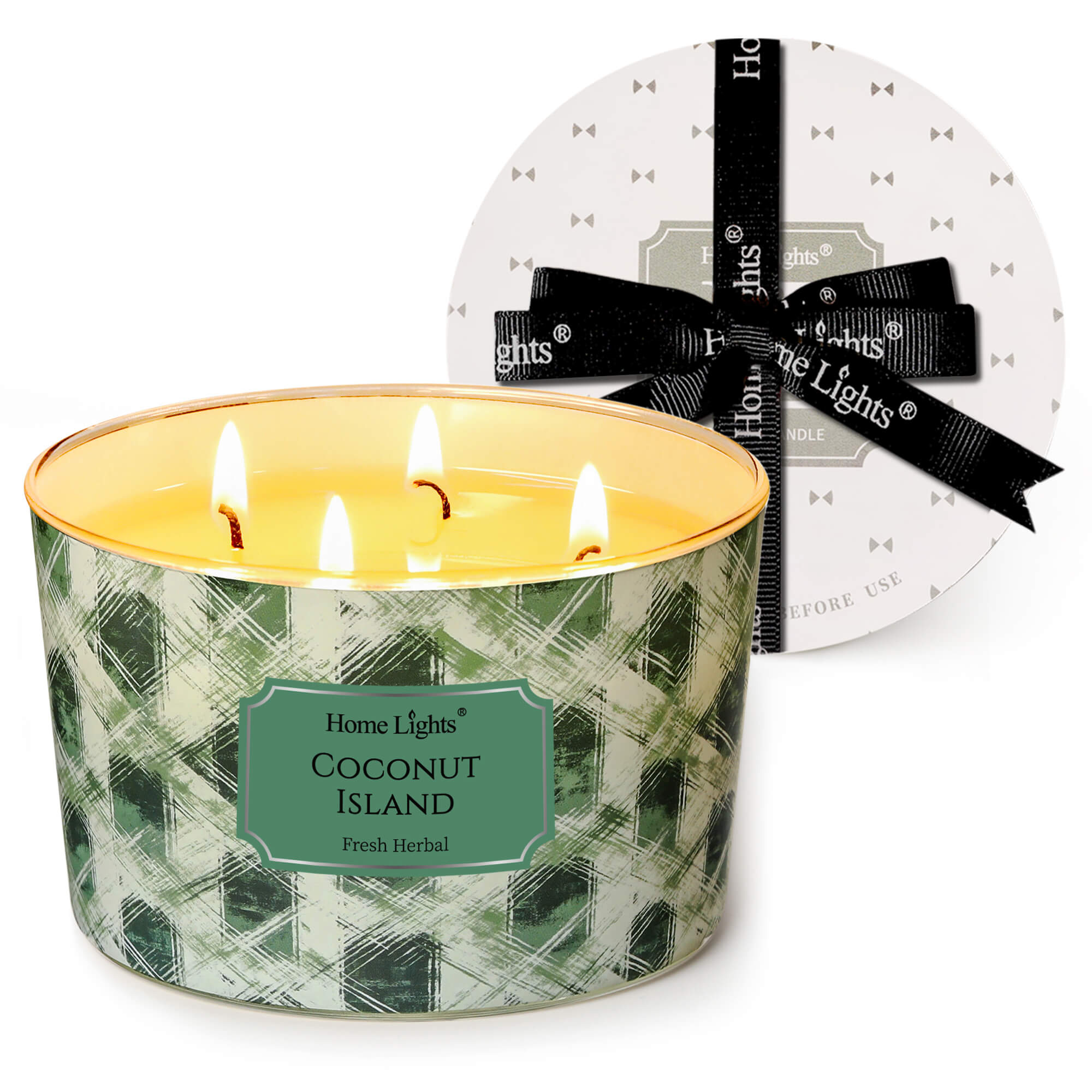 Picture of HomeLights 4-Wick Candles for Home Scented - 18oz Soy Wax Blend Candle Long-Lasting Fragrance, Scandinavian Minimalist Design Home Decor and Housewarming Gifts, Coconut Island