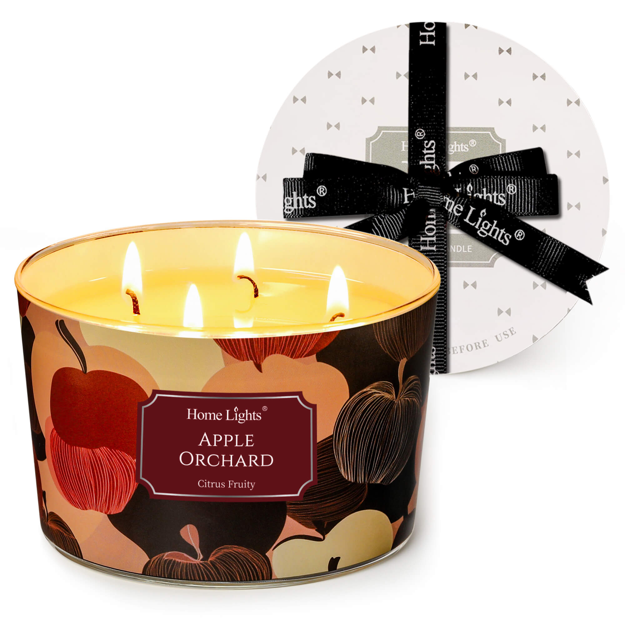 Picture of HomeLights Soy Wax Candles for Home Scented, 4-Wick Candles in Apple Orchard Scented, Aromatherapy Candles Gift for Parties, Relaxing, Eclectic Mixed Styles, 18oz
