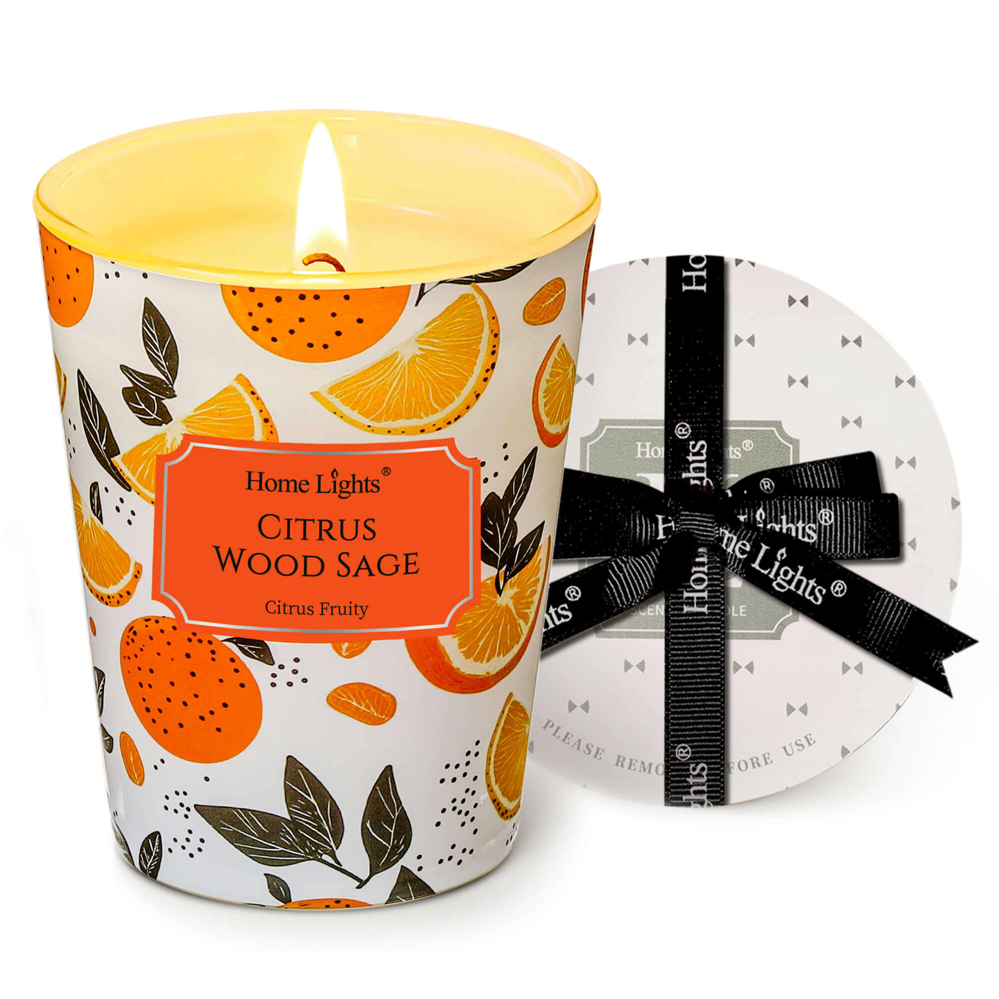 Picture of HomeLights Citrus Wood Sage Scented Candles | 6.7oz Soy Candles Eclectic Mixed Styles Large Candle Jars | Ideal Candle Gifts for Events, Home Decor Stress, Relief & Relaxation