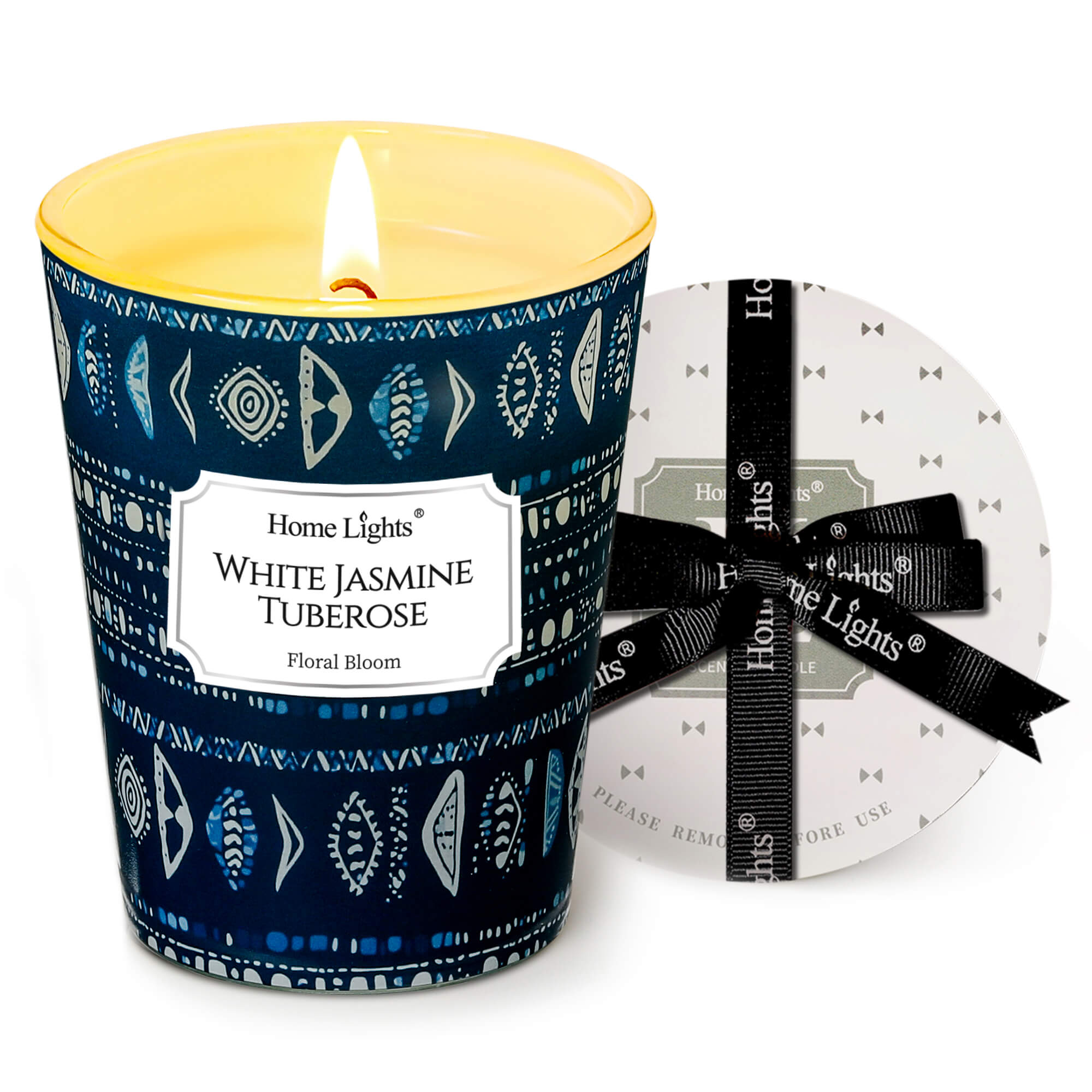 Picture of HomeLights Scented Candles for Women & Men, 6.7oz Candle Jars Aromatherapy Single Wick Candle, Ideal for Bohemian Natural Textures Home Decor and Gifts, White Jasmine Tuberose