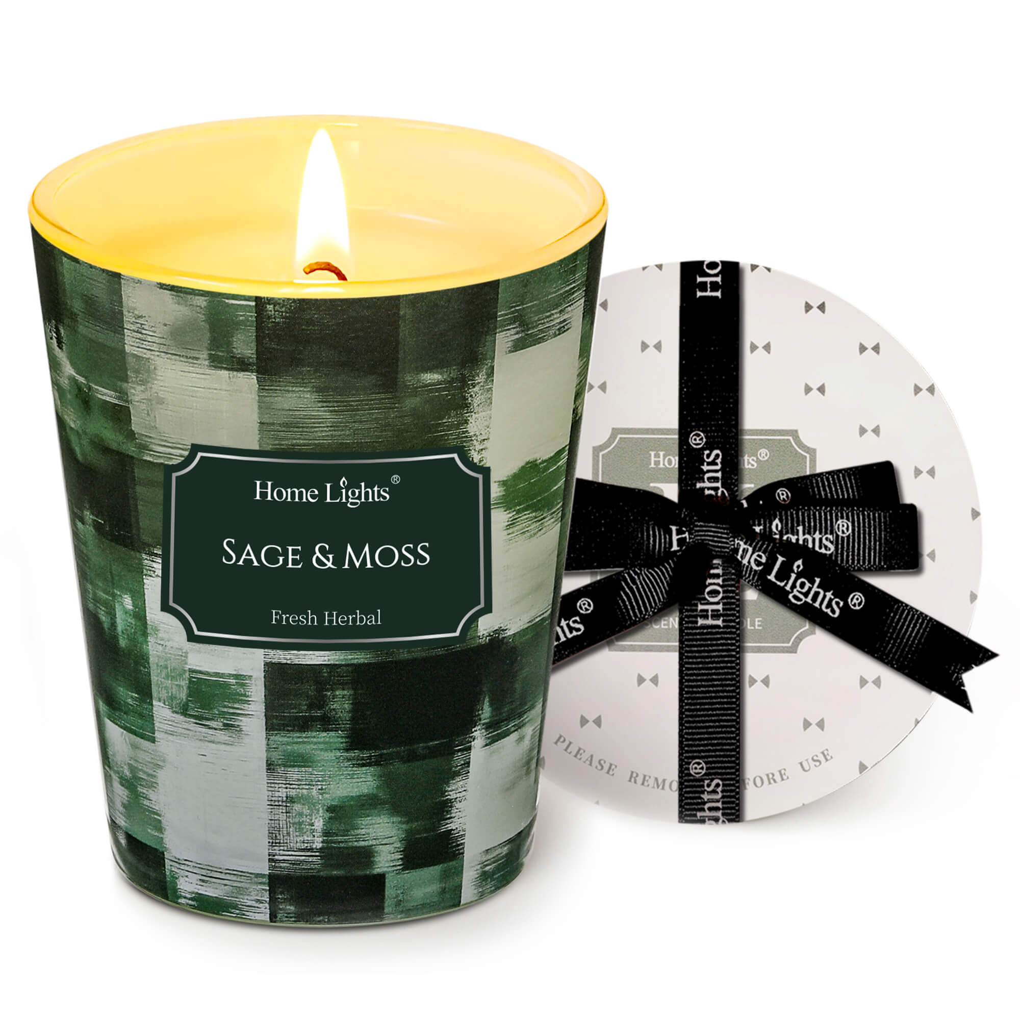Picture of HomeLights Scented Candles for Women & Men, 6.7oz Candle Jars Aromatherapy Single Wick Candle, Ideal for Scandinavian Minimalist Design Home Decor and Gifts, Sage & Moss