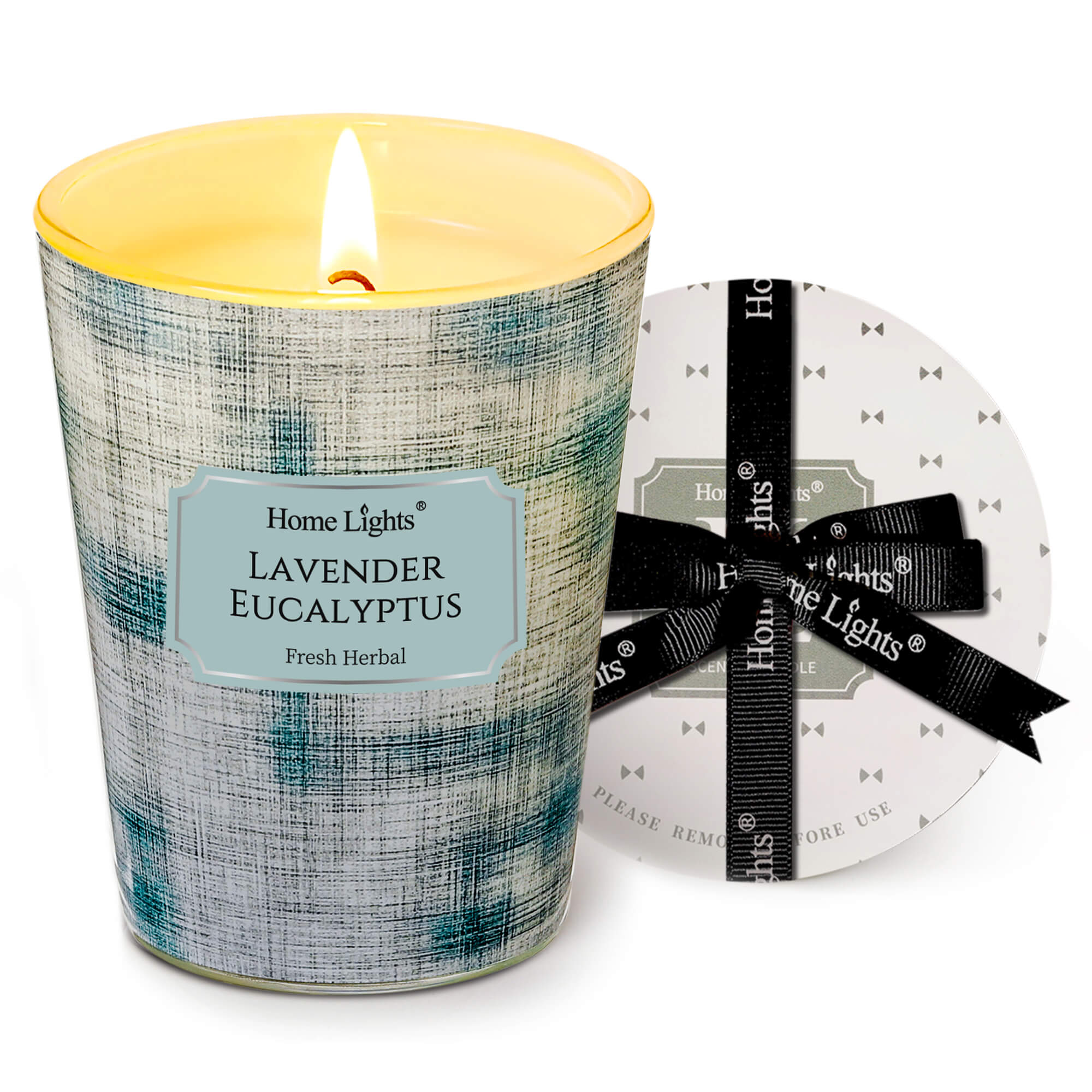Picture of HomeLights Soy Wax Candles for Home Scented, 1-Wick Candles in Lavender Eucalyptus Scented, Aromatherapy Candles Gift for Parties, Relaxing, Scandinavian Minimalist Design, 6.7oz